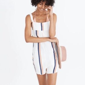 Tavik Linen Blend Striped White Romper